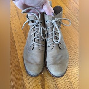 Sam Edelman Taupe Lace-Up Suede Ankle Boots